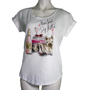 New York & Company French Bulldog Wine T-shirt sz xs